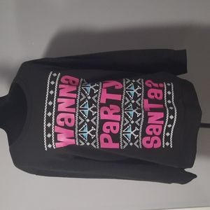 Wanna Party Santa? Drinking Christmas Long Sleeve Black Sweater